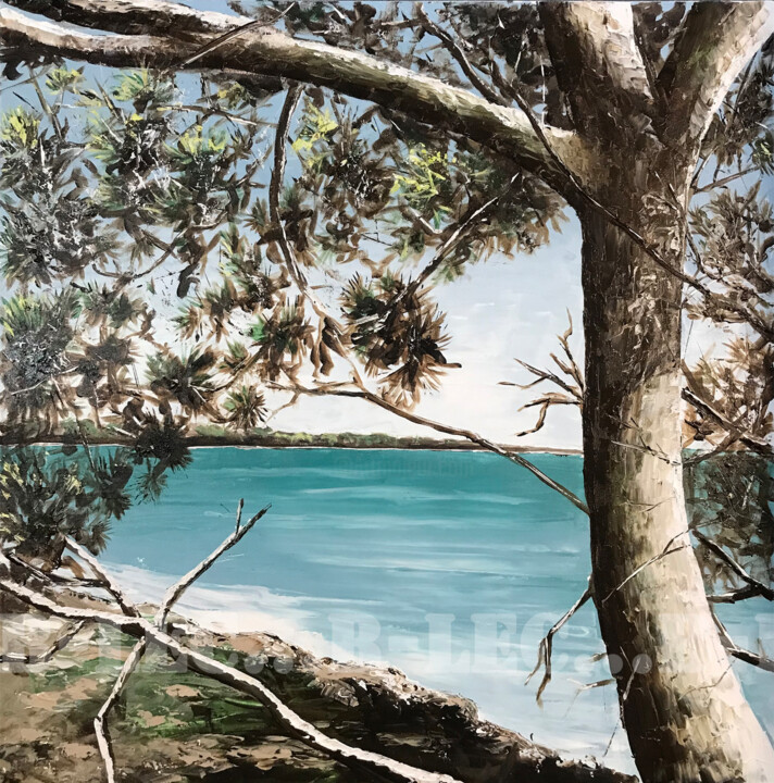 Peinture intitulée "Vue de la mer sous…" par B-Lec, Œuvre d'art originale, Acrylique Monté sur Châssis en bois