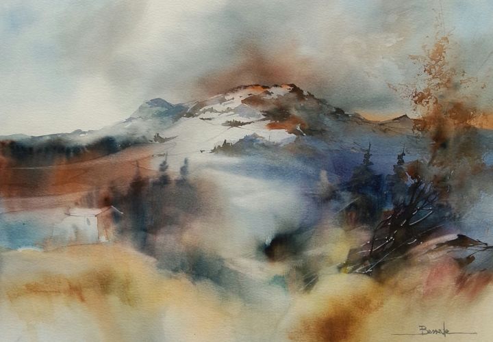 Peinture intitulée "Paysage aquarelle23" par Christian Bessede, Œuvre d'art originale, Aquarelle