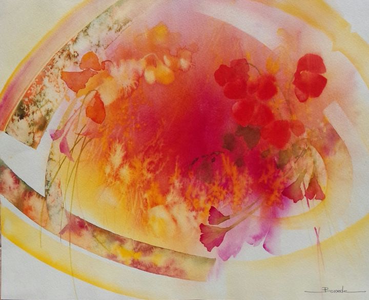 Peinture intitulée "Flamboyant" par Christian Bessede, Œuvre d'art originale, Aquarelle