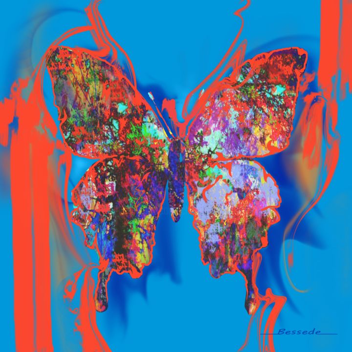 Digital Arts titled "Papillon" by Christian Bessede, Original Artwork, Digital Painting