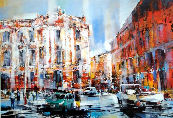 Painting titled "Place du Capitole" by Christian Bessede, Original Artwork, Acrylic