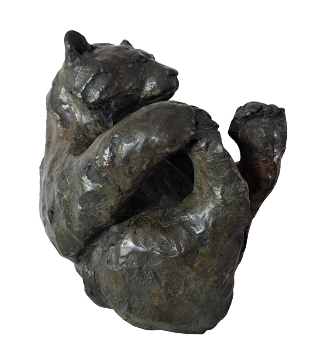 Sculpture intitulée "l'ours joueur" par Christian Bigeast, Œuvre d'art originale, Bronze