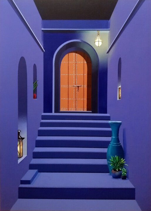 Painting titled "Corridor" by Christian Bouard, Original Artwork, Acrylic Mounted on Wood Stretcher frame