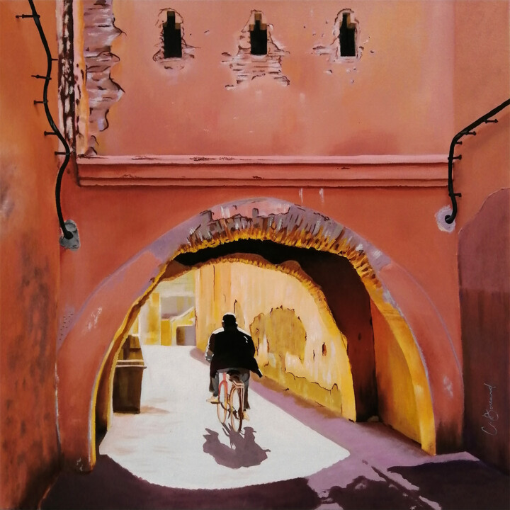 Pintura titulada "Ruelle dans la medi…" por Christian Bouard, Obra de arte original, Oleo Montado en Bastidor de camilla de…