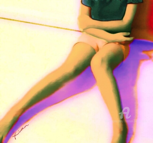 Malerei mit dem Titel "Ariel's_Legs" von Christian Boulad (Xian), Original-Kunstwerk, Öl