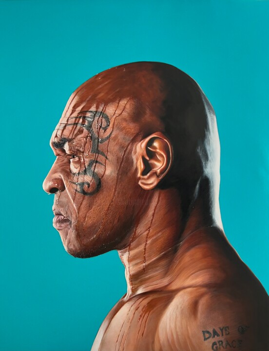Peinture intitulée "Iron Mike" par Christian Charrière, Œuvre d'art originale, Huile Monté sur Châssis en bois