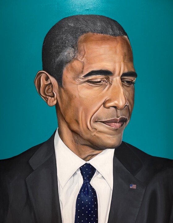 「Barak Obama」というタイトルの絵画 Christian Charrièreによって, オリジナルのアートワーク, オイル