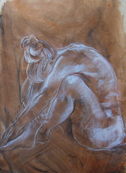 Drawing titled "FEMME NUE" by Christian Choquet, Original Artwork, Pastel