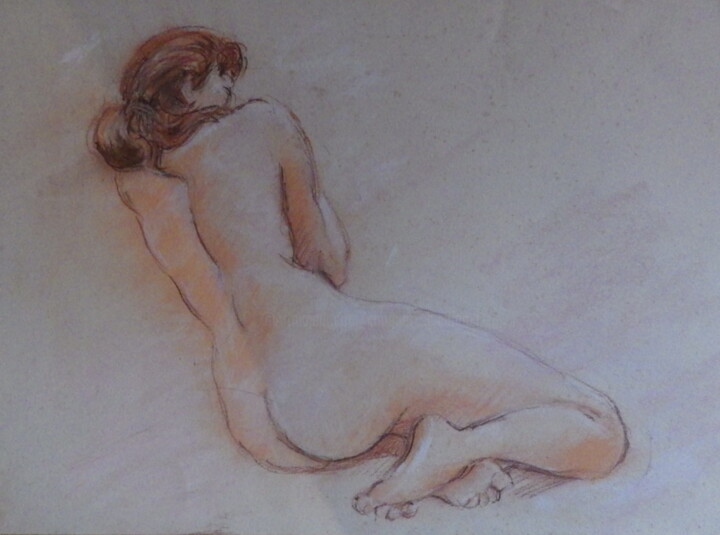 Dessin intitulée "nu" par Christian Choquet, Œuvre d'art originale, Pastel