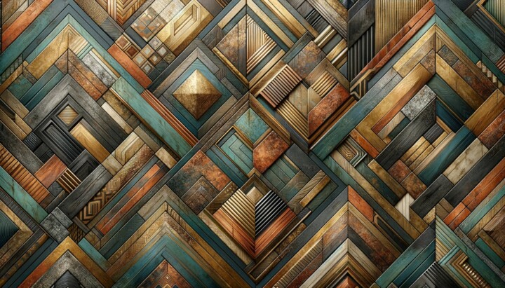 Arts numériques intitulée "Geometric Echoes: A…" par Christian Debien, Œuvre d'art originale, Collage numérique