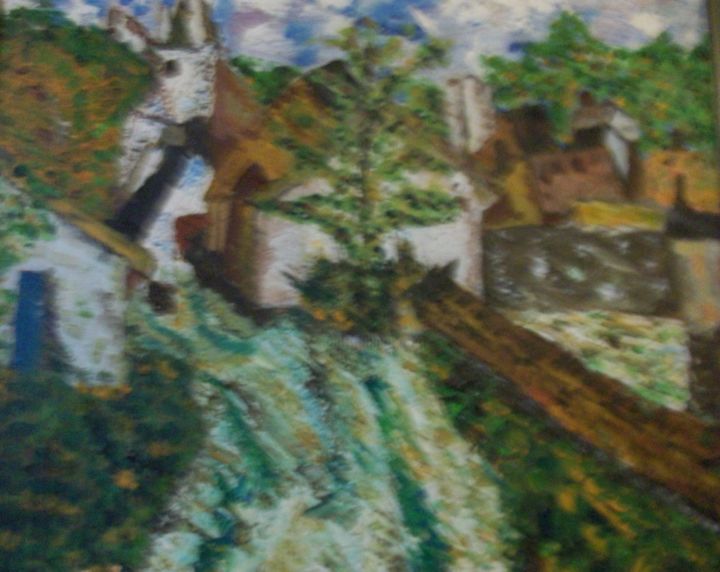 Peinture intitulée "maison du pendu auv…" par Christian Deligny, Œuvre d'art originale, Huile