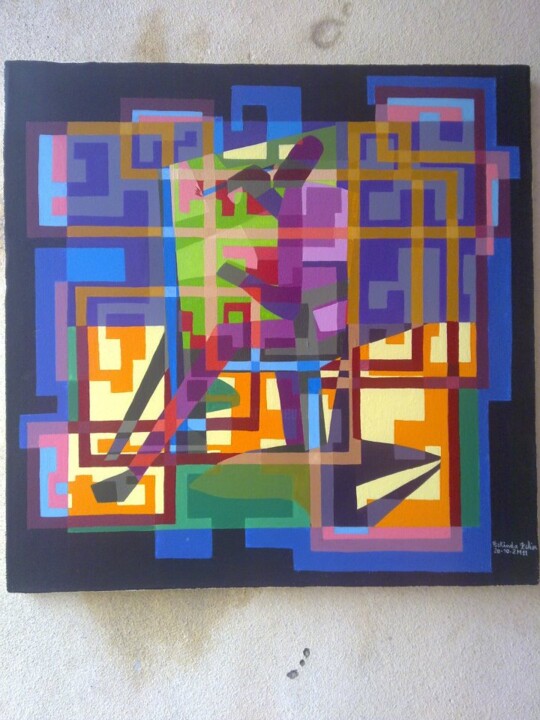 Painting titled "l'artiste à l'oeuvre" by Christian Eken, Original Artwork, Acrylic