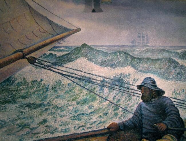 Peinture intitulée "L'homme à la barre…" par Christian Eprinchard, Œuvre d'art originale, Huile