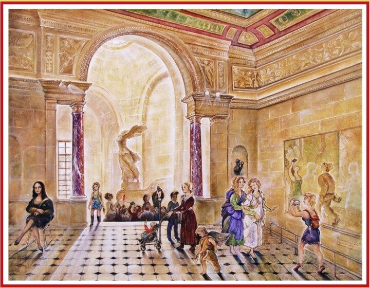 Painting titled "Le Louvre imaginair…" by Christian Eprinchard, Original Artwork, Oil