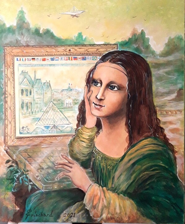 Pintura intitulada "Solitude de Mona Li…" por Christian Eprinchard, Obras de arte originais, Óleo