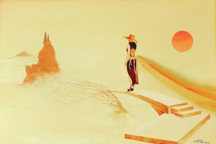 Malerei mit dem Titel "One step in wonderl…" von Christian Girault, Original-Kunstwerk, Öl Auf Keilrahmen aus Holz montiert