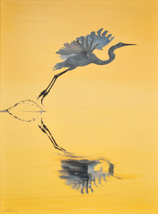 「Like a feather」というタイトルの絵画 Christian Giraultによって, オリジナルのアートワーク, オイル