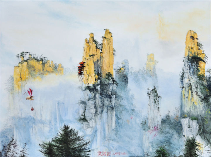 Peinture intitulée "Wulingyuan (dedicat…" par Christian Girault, Œuvre d'art originale, Huile