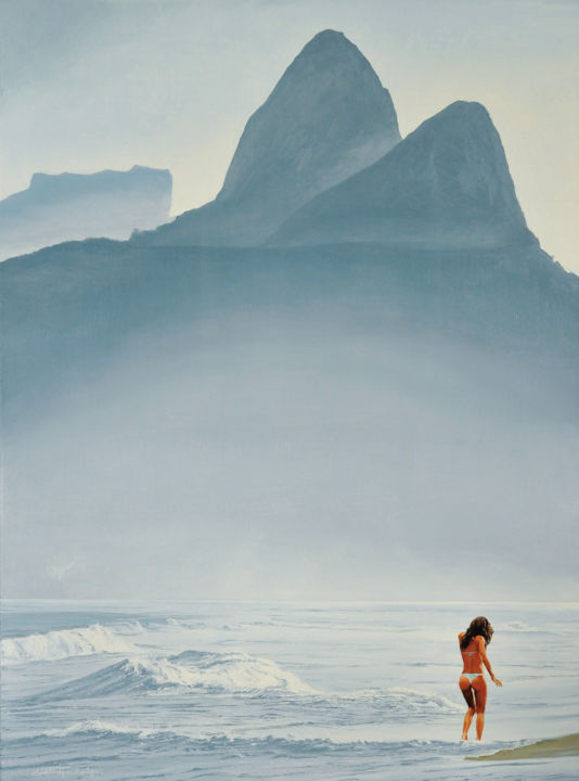 Painting titled "Ipanema" by Christian Girault, Original Artwork, Oil Mounted on Wood Stretcher frame