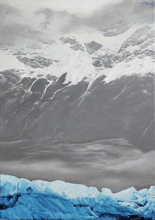 Pintura titulada "Lago Argentino (Sav…" por Christian Girault, Obra de arte original, Oleo Montado en Bastidor de camilla de…