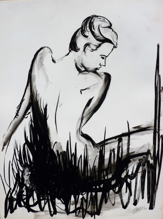 Desenho intitulada "Esquisse" por Christian Hunziker, Obras de arte originais, Tinta
