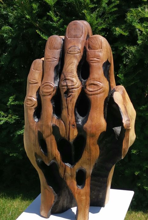 Scultura intitolato "Faith burns faith" da Christian Koller (Artc), Opera d'arte originale, Legno