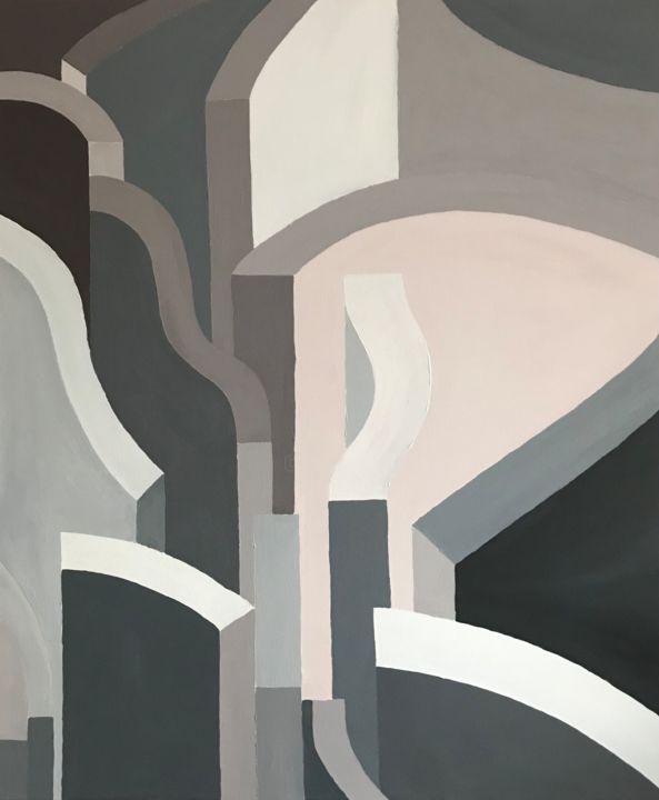 Картина под названием "liquid city" - Christian Kreifelts, Подлинное произведение искусства, Акрил Установлен на Деревянная…