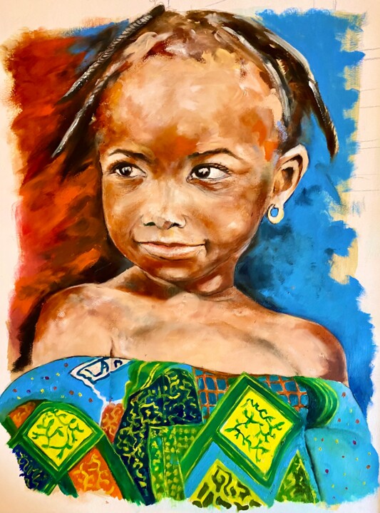 Peinture intitulée "Petite fille du Bur…" par Christian Lartaud (Christian Gavots), Œuvre d'art originale, Huile