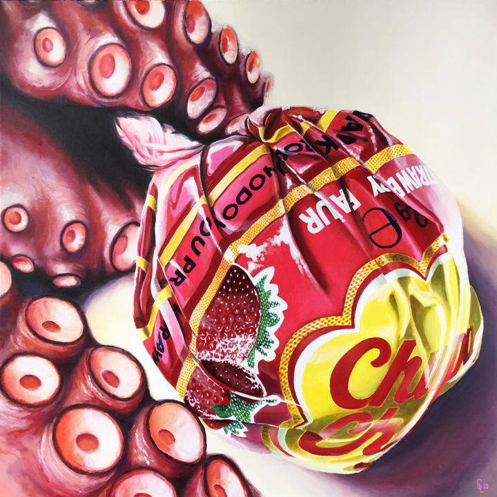 Peinture intitulée "POULPA CHUPS" par Christian Lucas, Œuvre d'art originale, Acrylique