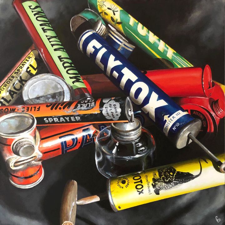 Peinture intitulée "BZZZ.... PSCHITTT !" par Christian Lucas, Œuvre d'art originale, Acrylique