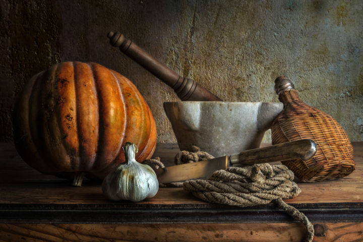 Nature Morte Avec Ail Et Citrouille Photography By Christian Marcel Artmajeur