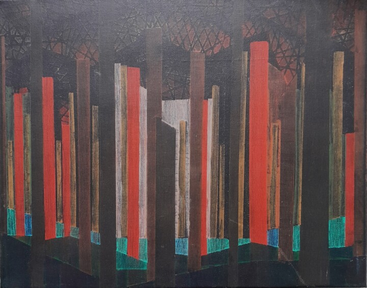 Pittura intitolato "Forêt" da Christian Nouyrigat, Opera d'arte originale, pigmenti