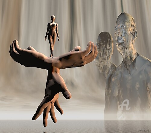 Arts numériques intitulée "La trinité, l'human…" par Christian Pavet, Œuvre d'art originale