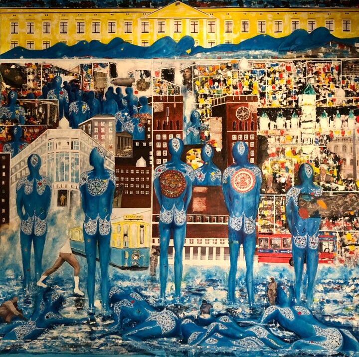 Pintura titulada "Newcomers in Oslo" por Christian Perez De Carvasal, Obra de arte original, Oleo Montado en Bastidor de cam…