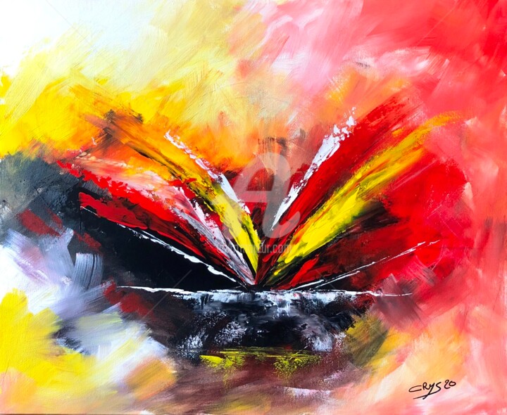 Painting titled "Feux d'Artifice" by Christian Riotte (Crys), Original Artwork, Acrylic Mounted on Wood Stretcher frame