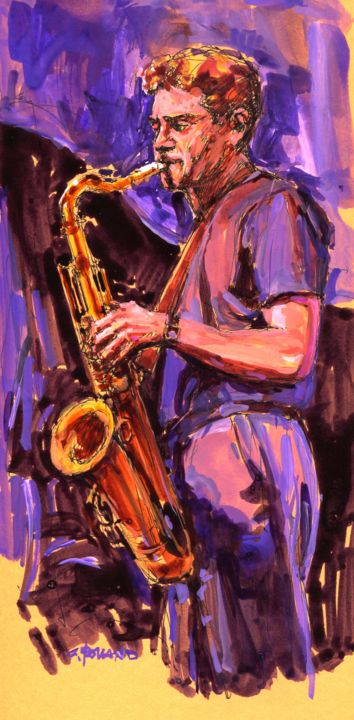 Painting titled "2004 jazz 16" by Christian Rolland, Original Artwork, Gouache