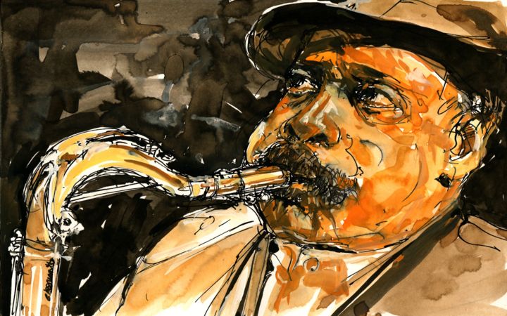 Painting titled "jazz 2004 17" by Christian Rolland, Original Artwork, Gouache