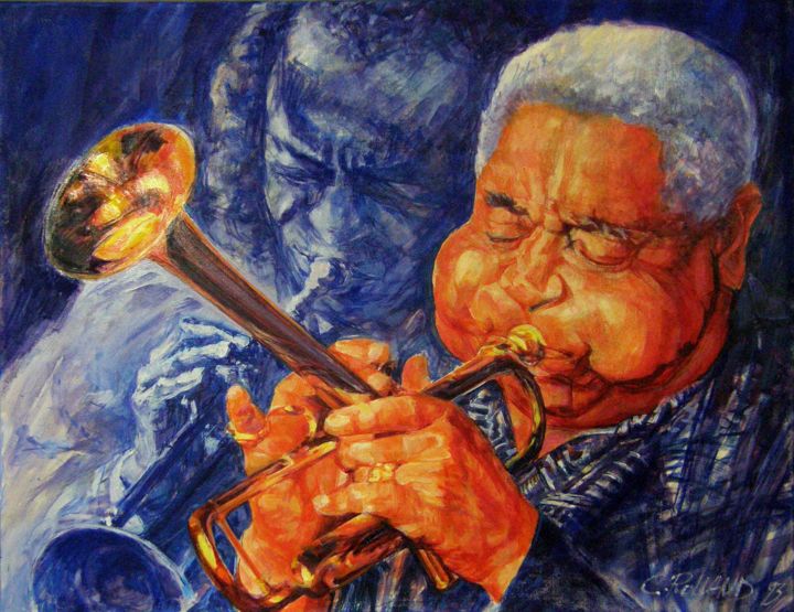 Pintura intitulada "jazz painting 4" por Christian Rolland, Obras de arte originais, Óleo