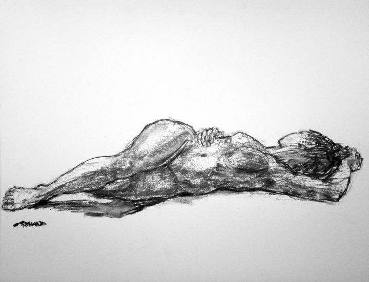 Drawing titled "fusain 2018 35" by Christian Rolland, Original Artwork, Charcoal