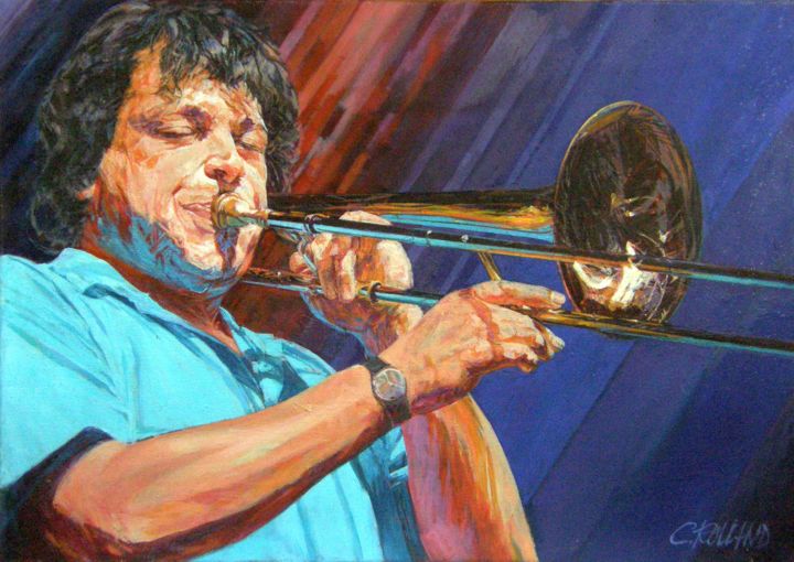 Schilderij getiteld "jazz painting 6" door Christian Rolland, Origineel Kunstwerk, Olie