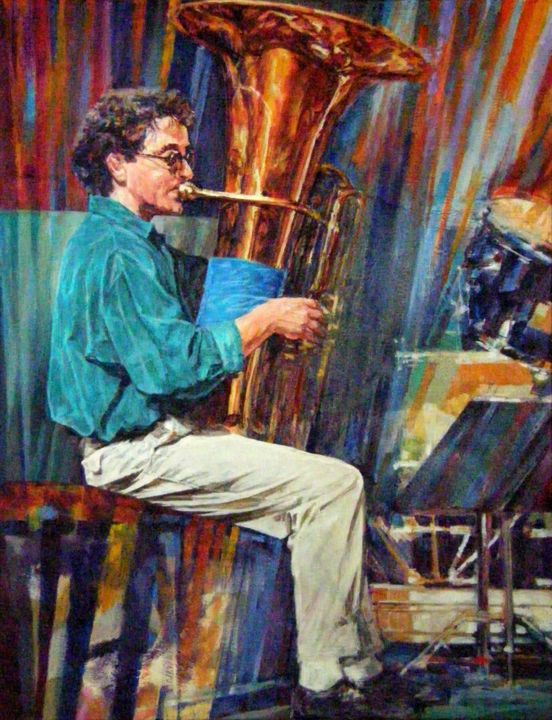 Painting titled "jazz painting 5" by Christian Rolland, Original Artwork, Oil