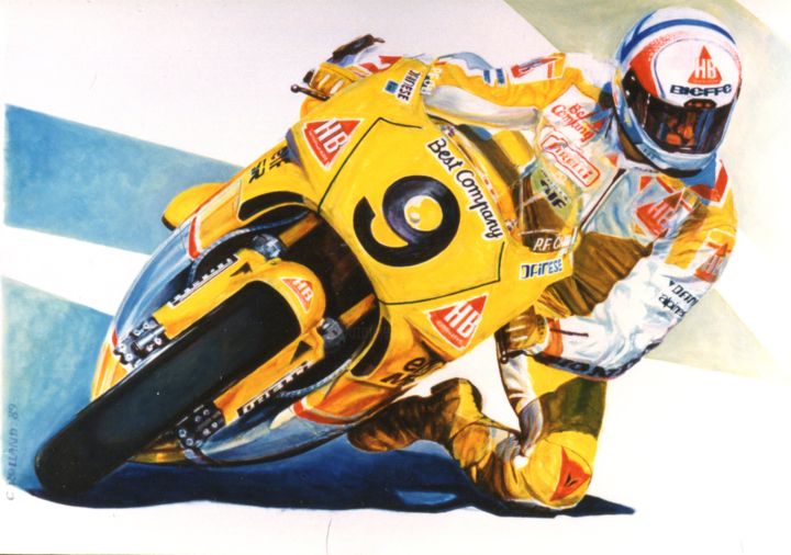 Painting titled "moto speed 7" by Christian Rolland, Original Artwork, Acrylic