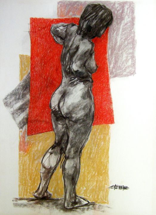 Dessin intitulée "fusain pastel 1999 1" par Christian Rolland, Œuvre d'art originale, Fusain