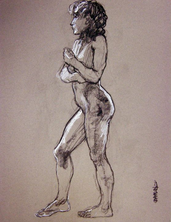Drawing titled "fusain et craie 201…" by Christian Rolland, Original Artwork, Charcoal