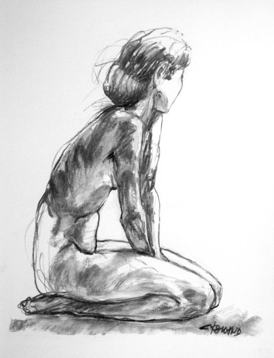 Drawing titled "fusain 1999 19" by Christian Rolland, Original Artwork, Charcoal