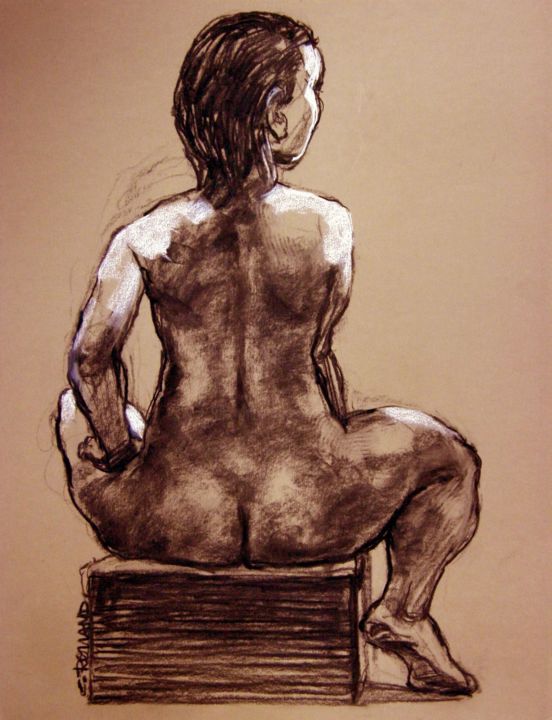 Drawing titled "fusain et craie 201…" by Christian Rolland, Original Artwork, Charcoal