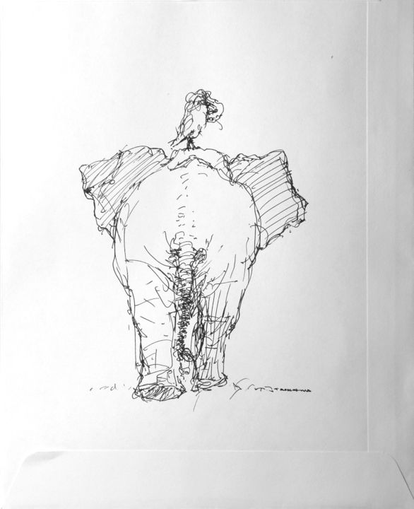 Drawing titled "marula 4" by Christian Rolland, Original Artwork, Ink