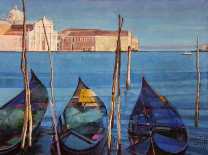 Pittura intitolato "lagune 1" da Christian Rolland, Opera d'arte originale, Olio