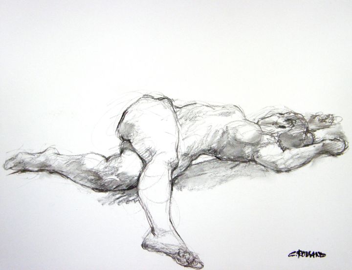 Рисунок под названием "fusain 50/65 2003 52" - Christian Rolland, Подлинное произведение искусства, Древесный уголь
