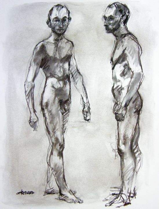 Drawing titled "fusain 50/65 2003 16" by Christian Rolland, Original Artwork, Charcoal